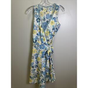 VTG Margaret O'Leary Mini Wrap Dress M Floral Cottagecore Preppy Classic Y2K‎